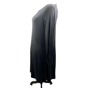 Eileen Fisher Dress Women Size S/P Black 3/4 Sleeve Scoop Neck inner Pocket